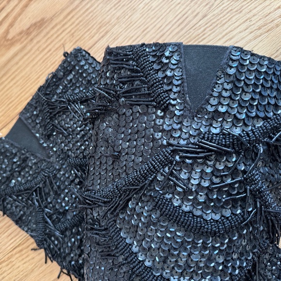 FREE PEOPLE DISCO PARTY Black Beads And Sequins Stacked Heel Boots - 9 US/39 EU - Picture 6 of 7